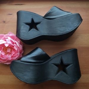 Super tall goth platform slip ons